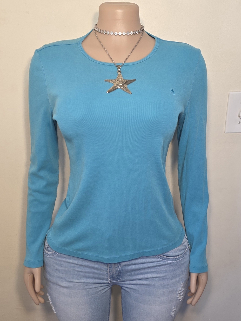 Lauren Ralph Lauren Turquoise Long-Sleeve Tee